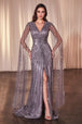 Ladivine CD0239 - Vestido de fiesta con manga de capa y adornos