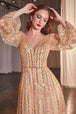 Ladivine CD0240 - Vestido de manga larga en línea A