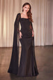 Ladivine CD356 - Vestido de gasa ajustado con mangas de capa