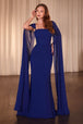 Ladivine CD356 - Vestido de gasa ajustado con mangas de capa