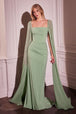 Ladivine CD356 - Vestido de gasa ajustado con mangas de capa