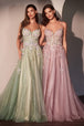 Ladivine CD740 - Vestido de Prom sin Mangas con Apliques Florales 3D
