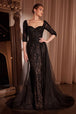 Vestido con sobrefalda y mangas medias con apliques de Ladivine CD749