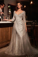 Vestido con sobrefalda y mangas medias con apliques de Ladivine CD749