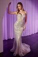 Vestido entallado sin tirantes con pedrería de Ladivine CD767