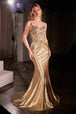 Vestido de satén con apliques, ajustado, con cuello en V, de Ladivine CD776