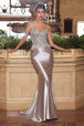Vestido de satén con apliques, ajustado, con cuello en V, de Ladivine CD776