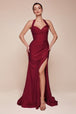 Ladivine CD796 - Vestido de fiesta con escote halter y fruncido