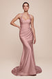 Ladivine CD796 - Vestido de fiesta con escote halter y fruncido