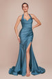 Ladivine CD796 - Vestido de fiesta con escote halter y fruncido