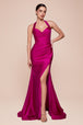 Ladivine CD796 - Vestido de fiesta con escote halter y fruncido