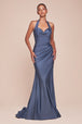 Ladivine CD796 - Vestido de fiesta con escote halter y fruncido