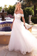 Vestido blanco de encaje corte A CD961W de Ladivine