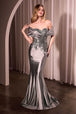 Ladivine CDS507 - Vestido de sirena de satén sin hombros
