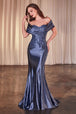 Ladivine CDS507 - Vestido de sirena de satén sin hombros