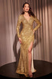 Ladivine CH054 - Vestido de fiesta de lentejuelas con escote en V y sobrepelliz