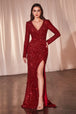 Ladivine CH054 - Vestido de fiesta de lentejuelas con escote en V y sobrepelliz