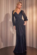 Ladivine CK2141 - Vestido de fiesta manga obispo metalizado