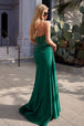 Vestido evasé con abertura y apliques de tafetán sin tirantes de Ladivine CM369