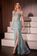 Vestido con hombros descubiertos y abertura, con lentejuelas, de Ladivine CM373