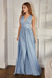 Ladivine CV01 - Vestido de Noche con Escote en V y Pliegues