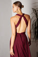 Ladivine CV01 - Vestido de Noche con Escote en V y Pliegues