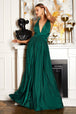 Ladivine CV01 - Vestido de Noche con Escote en V y Pliegues
