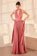 Ladivine CV01 - Vestido de Noche con Escote en V y Pliegues