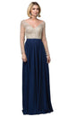 Vestido Manga Larga Cuello en V Adornado con Cuentas Dancing Queen 2839
