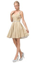 Vestido corto plisado cuello pico sin mangas Dancing Queen 3142