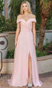 Vestido de fiesta con hombros descubiertos y corte en A Dancing Queen 4289