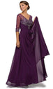 Vestido de noche con mangas ilusión y adornos joya Dancing Queen 8855