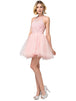 Vestido corto sin mangas con apliques florales Dancing Queen 2156