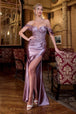 Vestido sin hombros con apliques y abertura de Ladivine KV1121