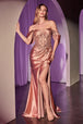 Vestido sin hombros con apliques y abertura de Ladivine KV1121