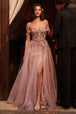 Ladivine KV1126 - Vestido de Prom Off-Shoulder con Apliques Florales