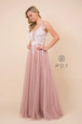 Vestido largo evasé con cuerpo con apliques de encaje de Nox Anabel G048