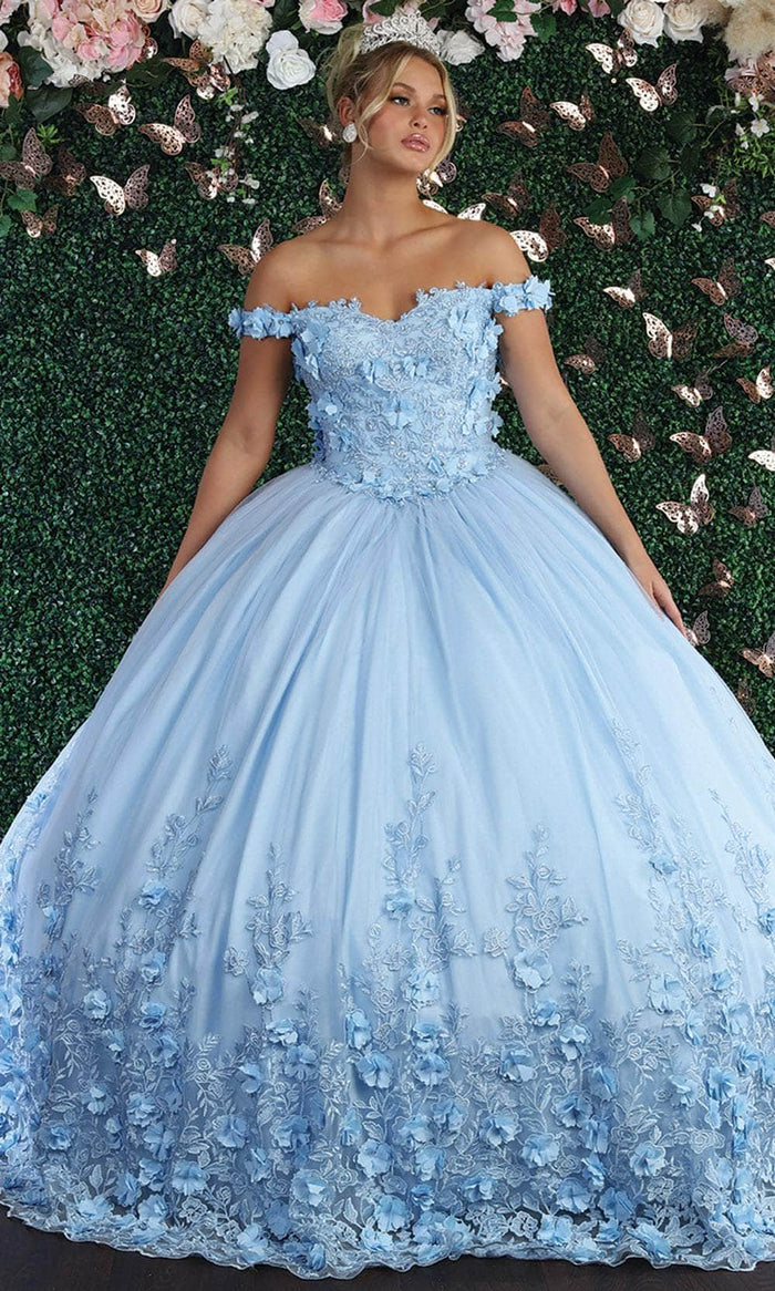 Vestido de quinceañera con hombros descubiertos de flores 3D LK158