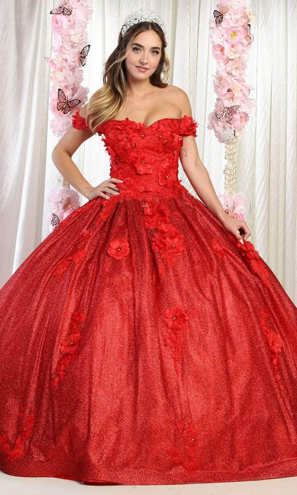 Vestido de quinceañera con apliques florales LK161