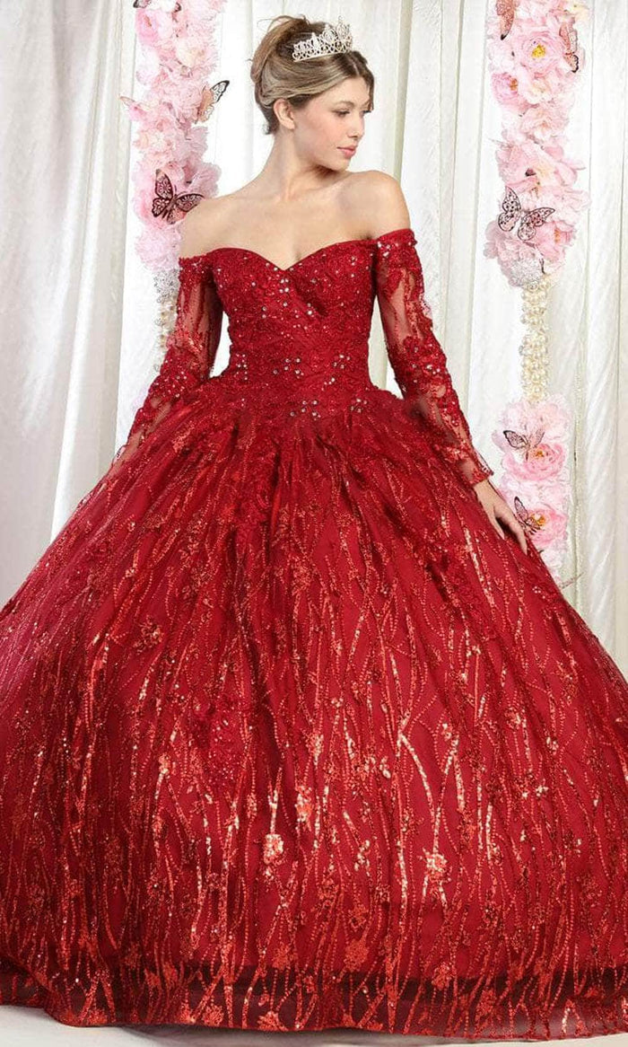 Ball Gown Vestidos De Xv Años 2019 Color Vino Vino Con Mangas