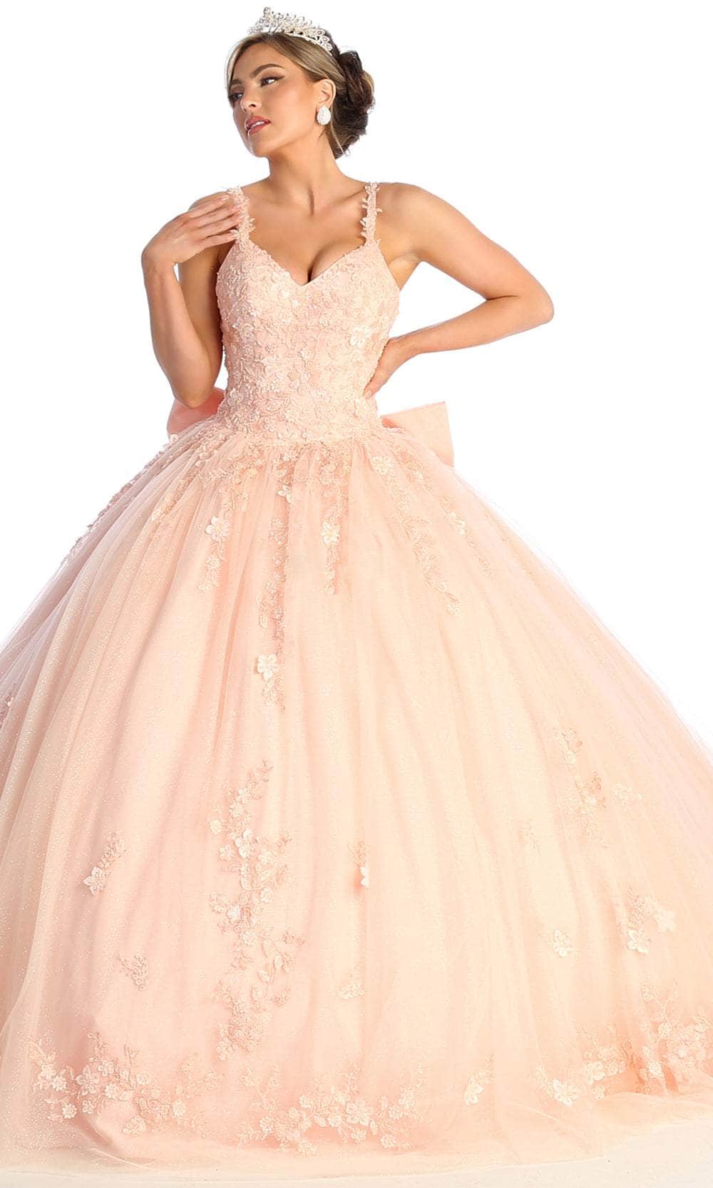 Vestido de quinceañera con escote en V bordado LK174