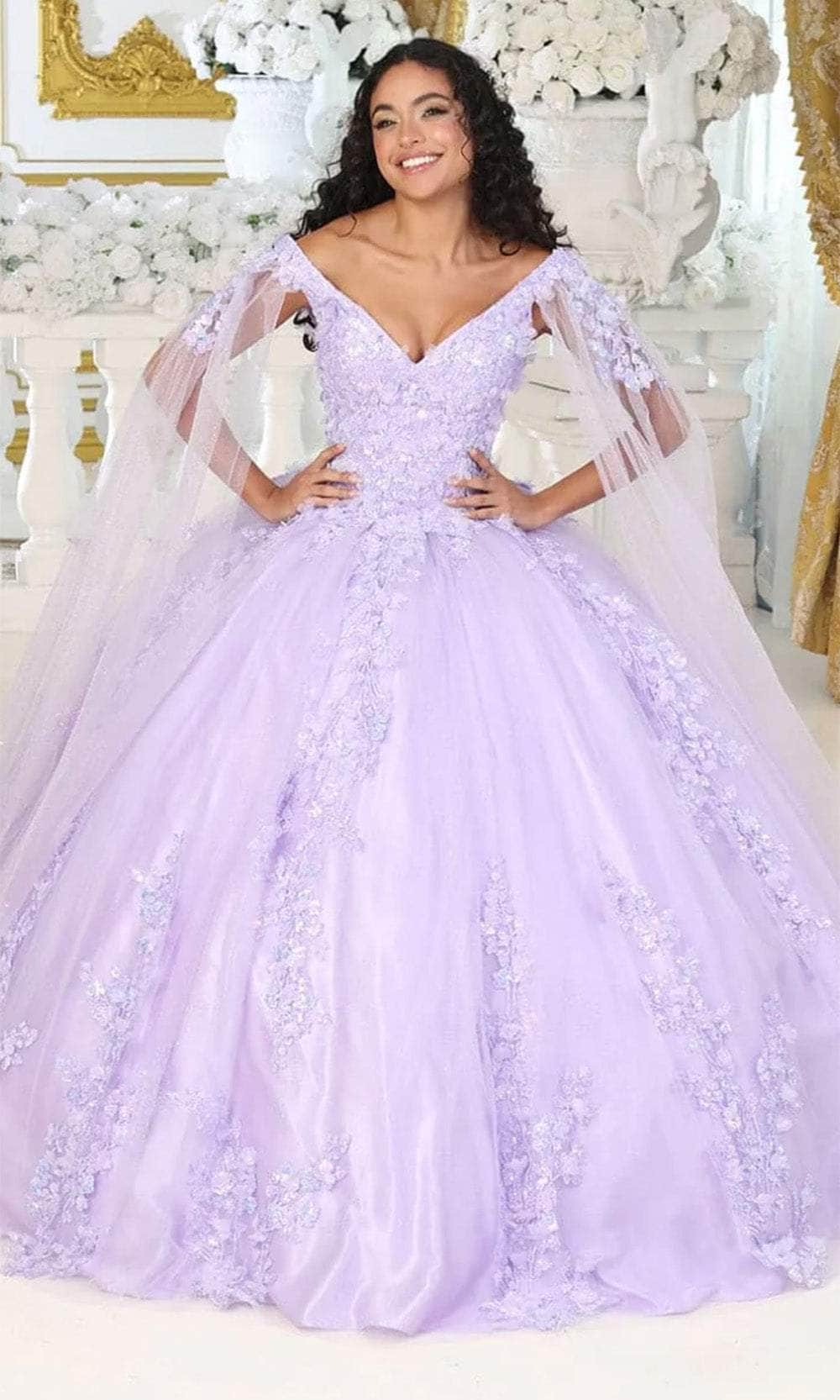 Vestido de quinceañera con corsé y apliques florales LK193