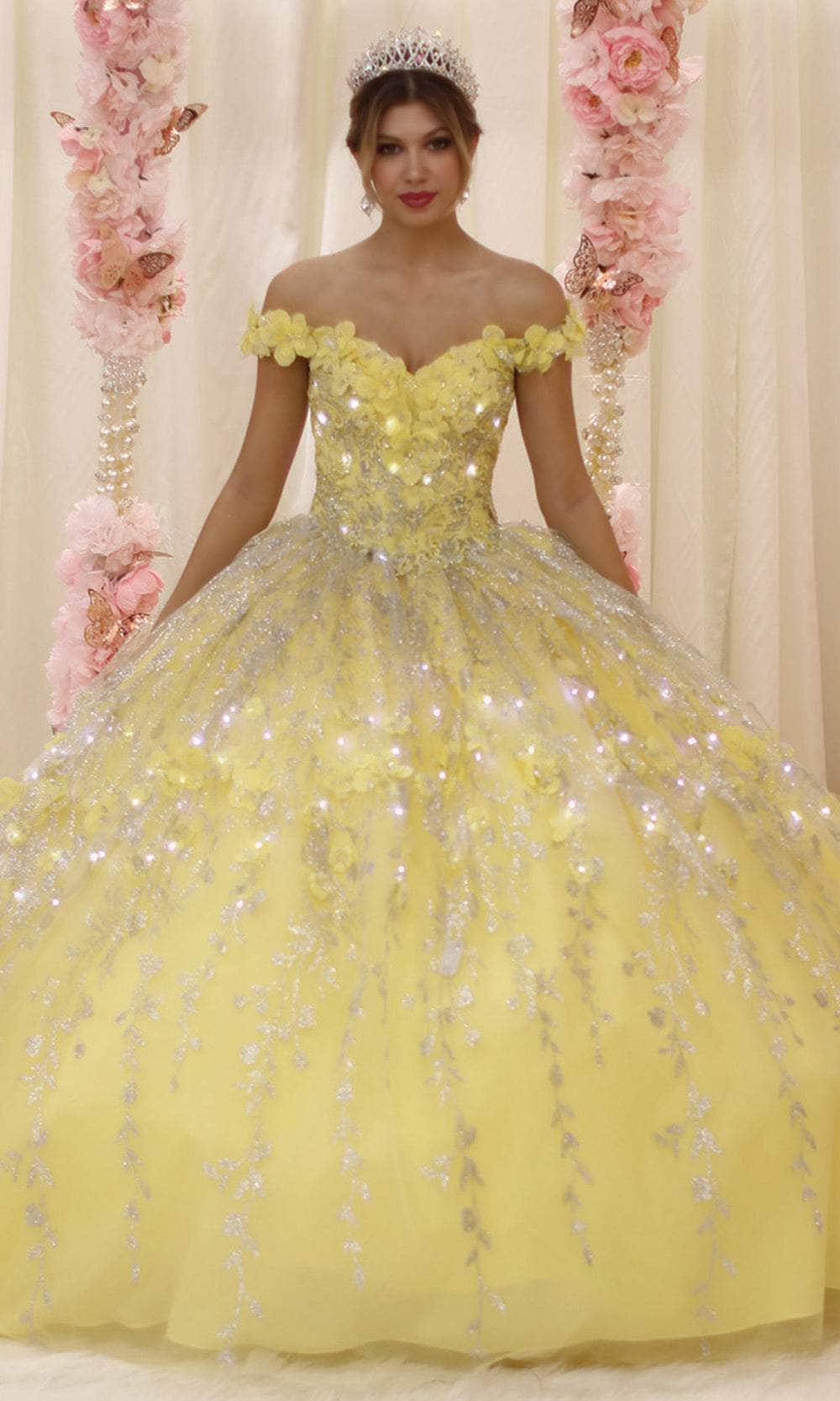 Vestido de quinceañera con hombros descubiertos LK198