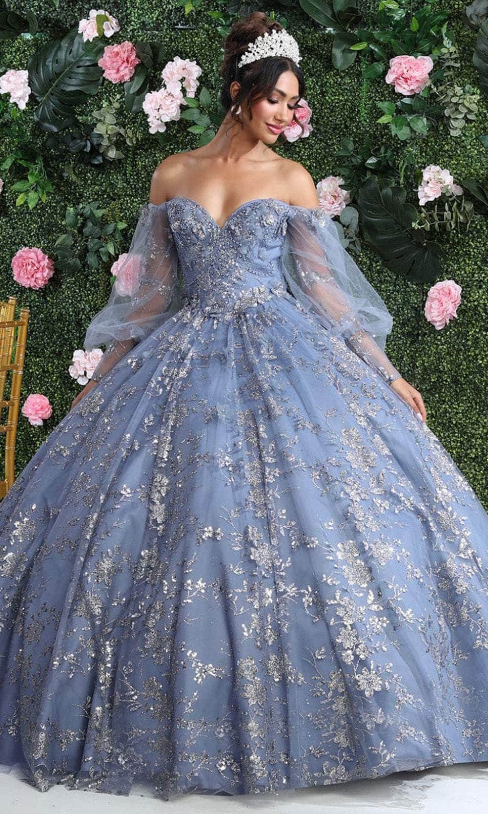 Vestido de quinceañera con mangas abullonadas LK206