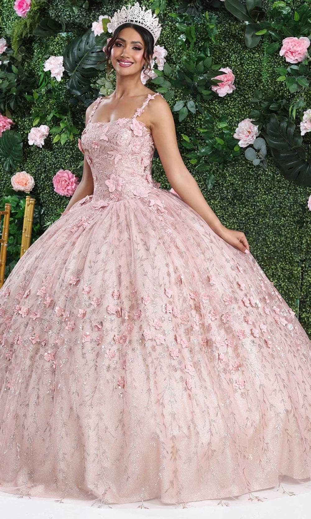 Vestido de quinceañera con purpurina floral LK208