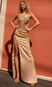 Nox Anabel F1466 - Vestido de fiesta con cuello en V y pedrería