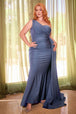 Ladivine PT004C - Vestido de noche con vaina asimétrica
