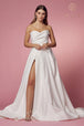 Vestido blanco sin tirantes con abertura de Nox Anabel JW938