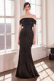 Vestido Prom Largo con Brillos y Escote Off-Shoulder - Ladivine T603