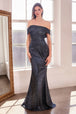 Vestido Prom Largo con Brillos y Escote Off-Shoulder - Ladivine T603